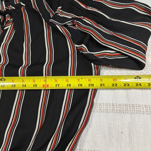 Twine & String Black Brown White Striped Peasant Blouse Size XL NEW - Picture 3 of 8